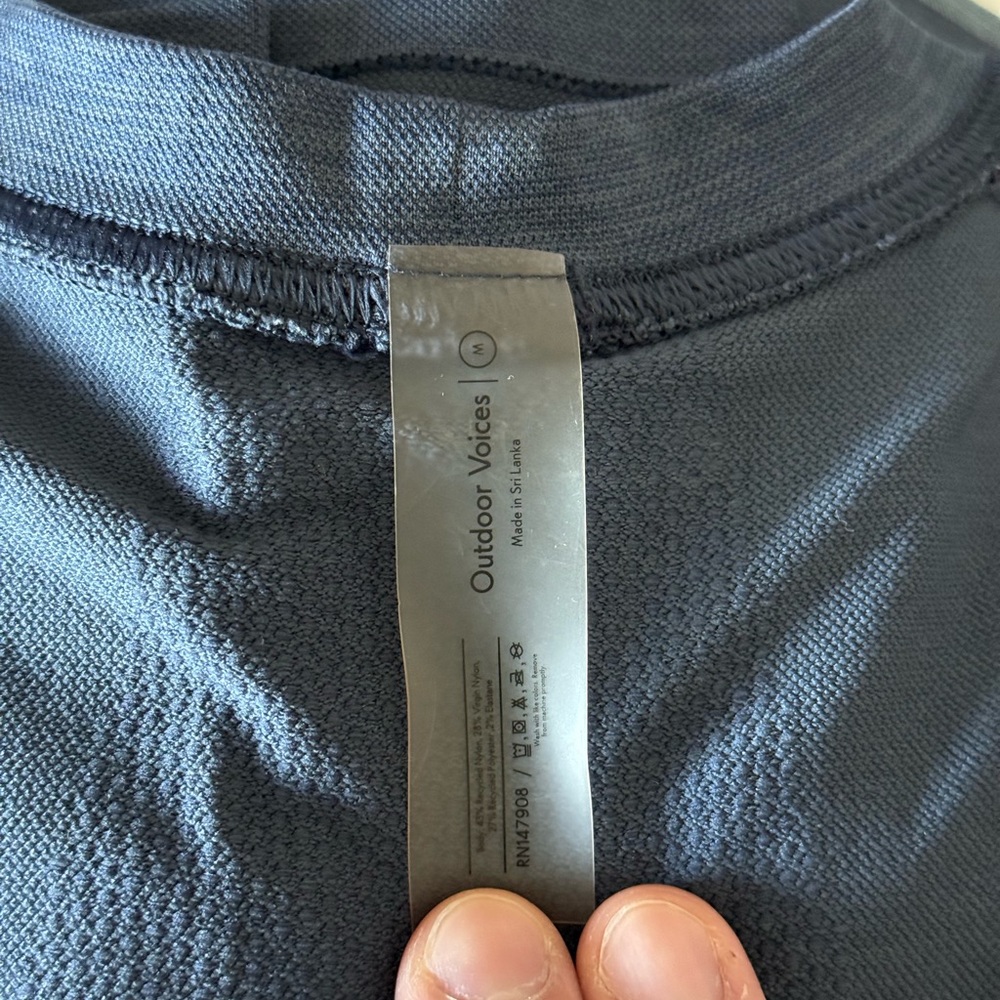 Outdoor Voices Navy Seamless Pique LS Top